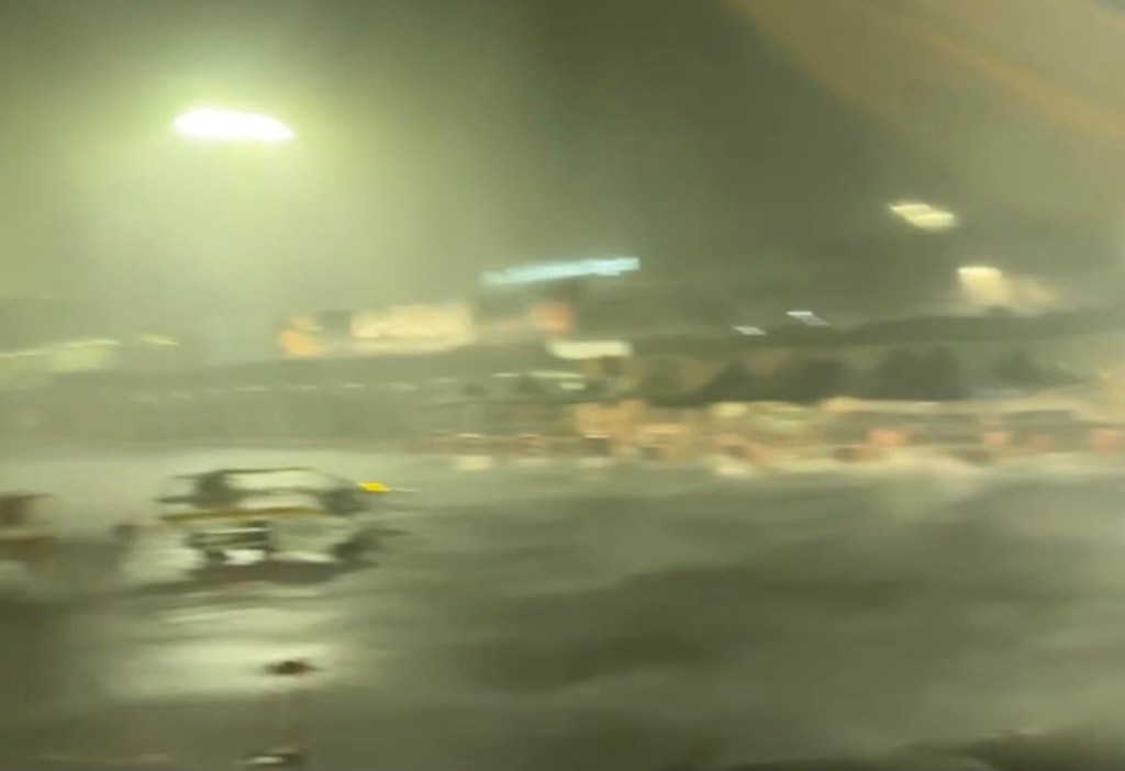 Pisa Airport, closed during the storm